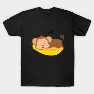 Cute Sleeping Monkey in the Banana T-Shirt